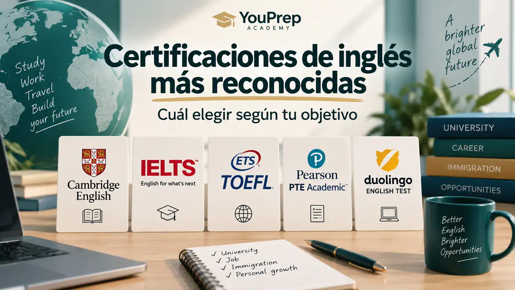Certificaciones de inglés más reconocidas: Cambridge, IELTS, TOEFL, PTE y Duolingo